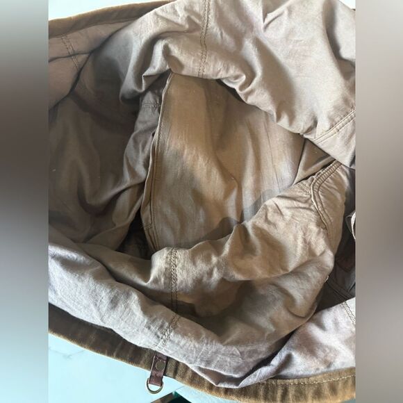 Free People Hideaway Tote Bag Canvas Leather Brown Beige Boho Oversized - Picture 6 of 9